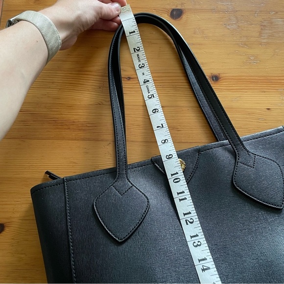 Anne Klein Sophisticated Black Leather Tote Bag with Minimalist Design 12.5"x15" - Picture 12 of 12